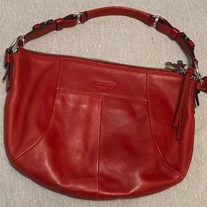 Red Vintage 1941 Coach Shoulder Bag with Pendants